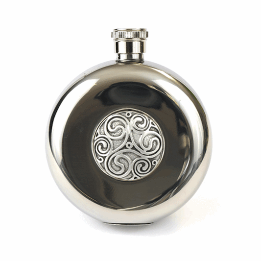 Antique Celtic Swirl Hip Flask With Cups