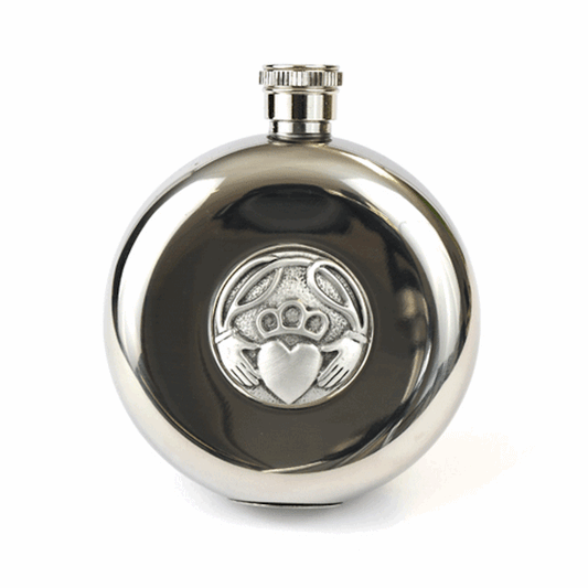 Antique Claddagh Hip Flask With Cups