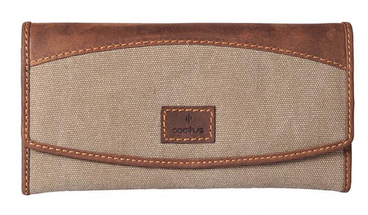 Slim Khaki Canvas Flap Over Purse