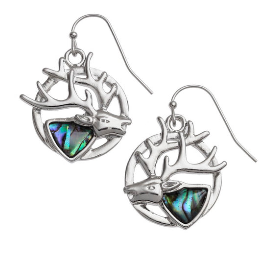 Paua Shell Stag Dangle Earrings