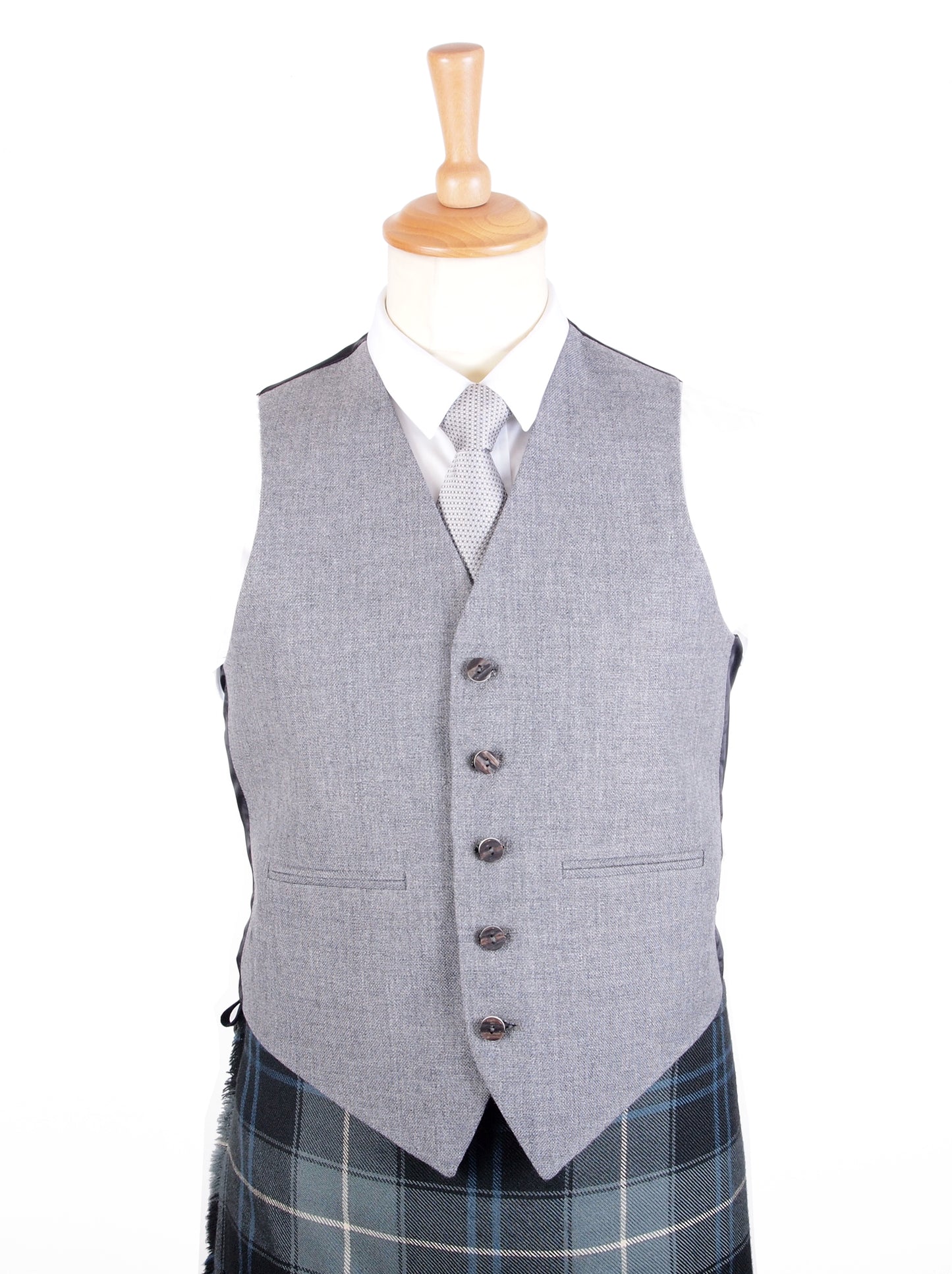 Light Grey Tweed Braemar Jacket & 5 Button Vest - Short Fit