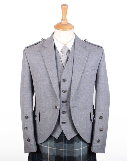 Light Grey Tweed Braemar Jacket & 5 Button Vest - Short Fit