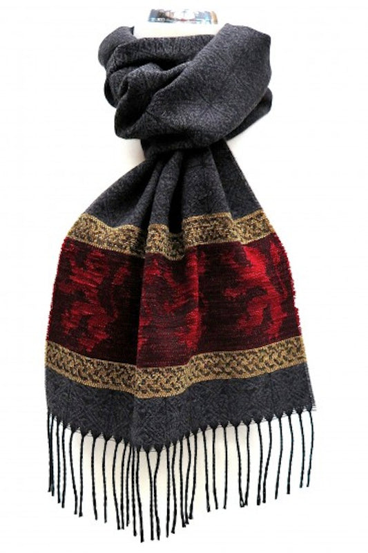 Blue Red Lion Rampant Jacquard Wool Scarf