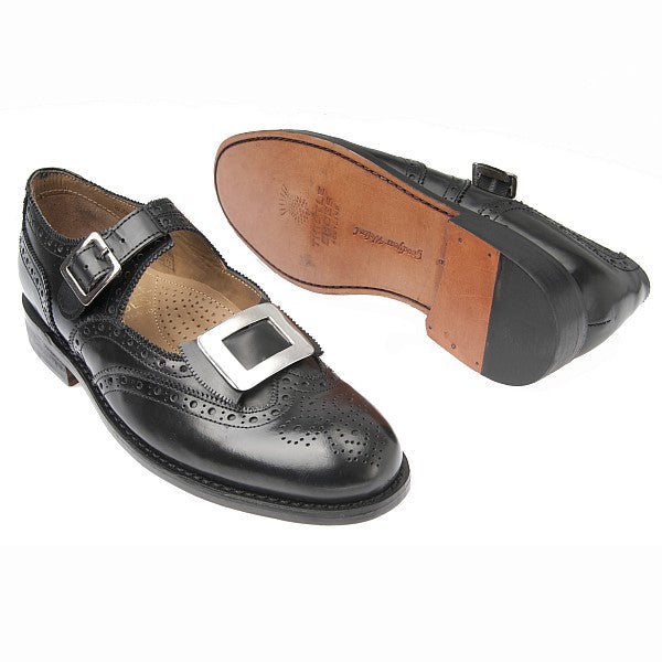 Black Leather Good Year Welted Buckle Brogue