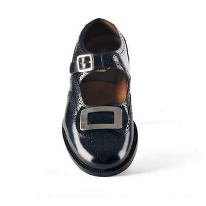 Black Leather Good Year Welted Buckle Brogue