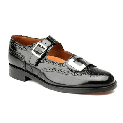 Black Leather Good Year Welted Buckle Brogue