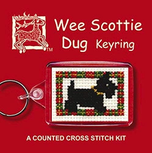 Scottie Dog Cross Stitch Keyring Set
