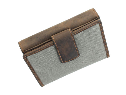 Grey Canvas Flap Over & Tab Purse