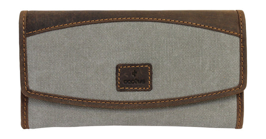 Slim Grey Canvas Flap Over Purse