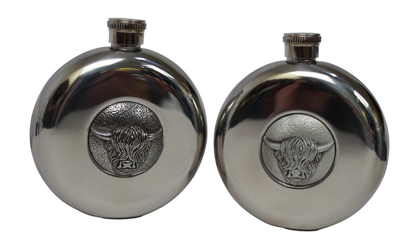 Highland Cow Hip Flask With Cups