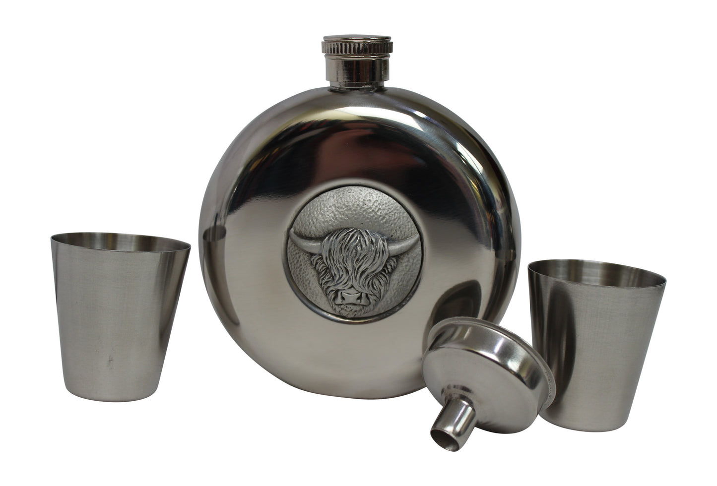 Highland Cow Hip Flask With Cups