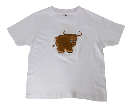 Kids White Highland Cow T-Shirt