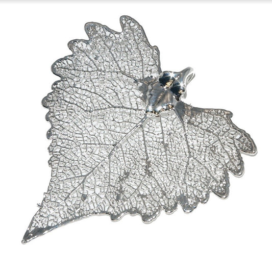 Silver Plated Cottonwood Leaf Necklace