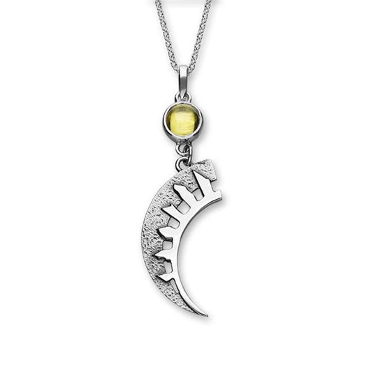 Half Moon Standing Stone Necklace With Yellow Stone