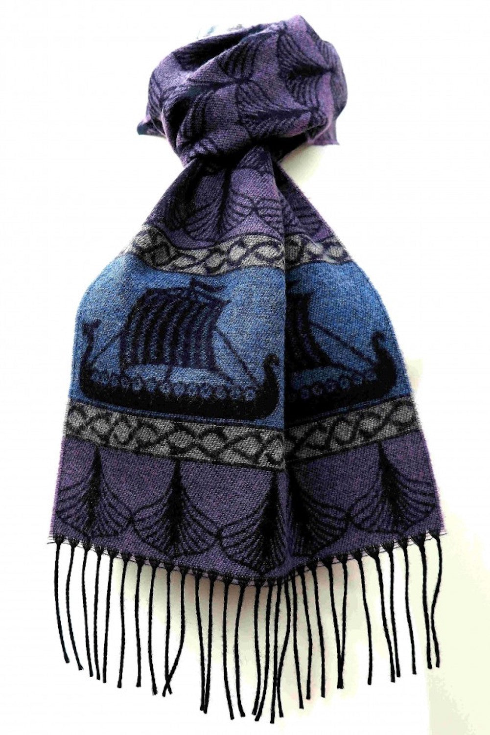 Blue Purple Viking Jacquard Wool Scarf