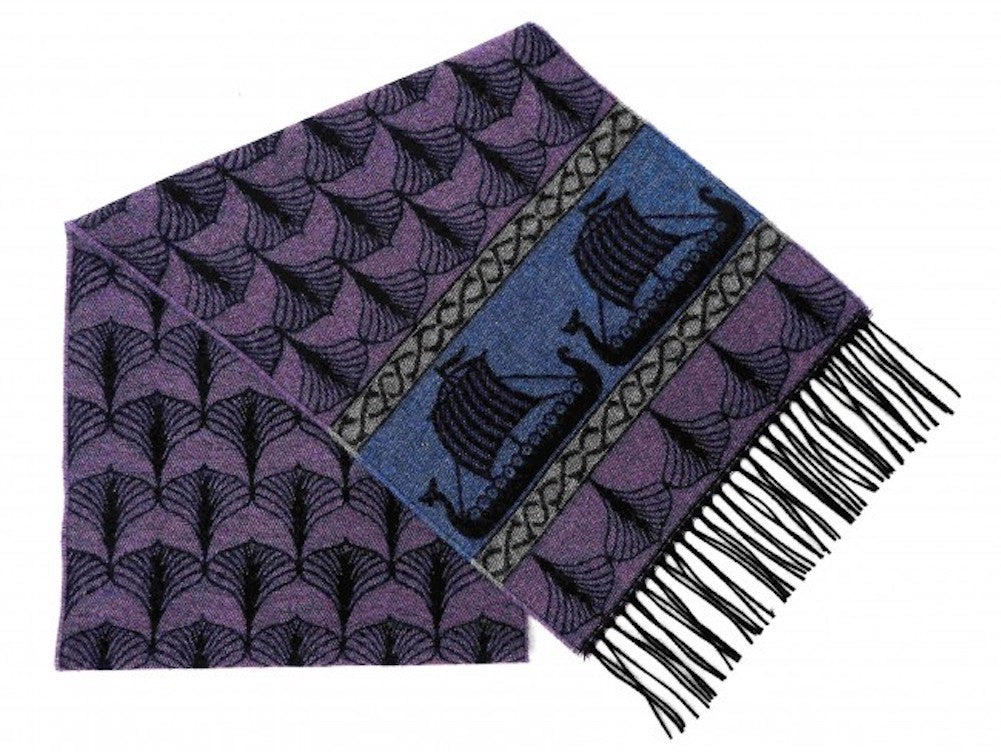 Blue Purple Viking Jacquard Wool Scarf