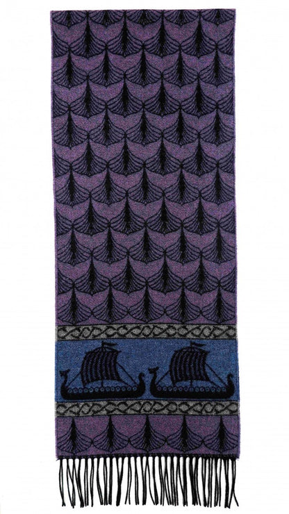 Blue Purple Viking Jacquard Wool Scarf