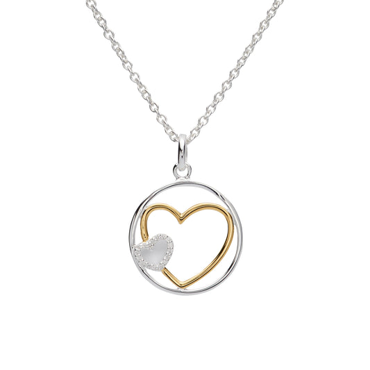 Sterling Silver Yellow Gold Plated Heart Necklace