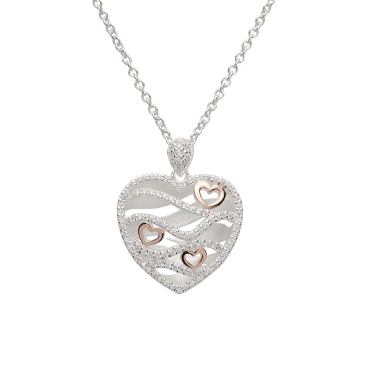 Sterling Silver Rose Gold Heart Necklace