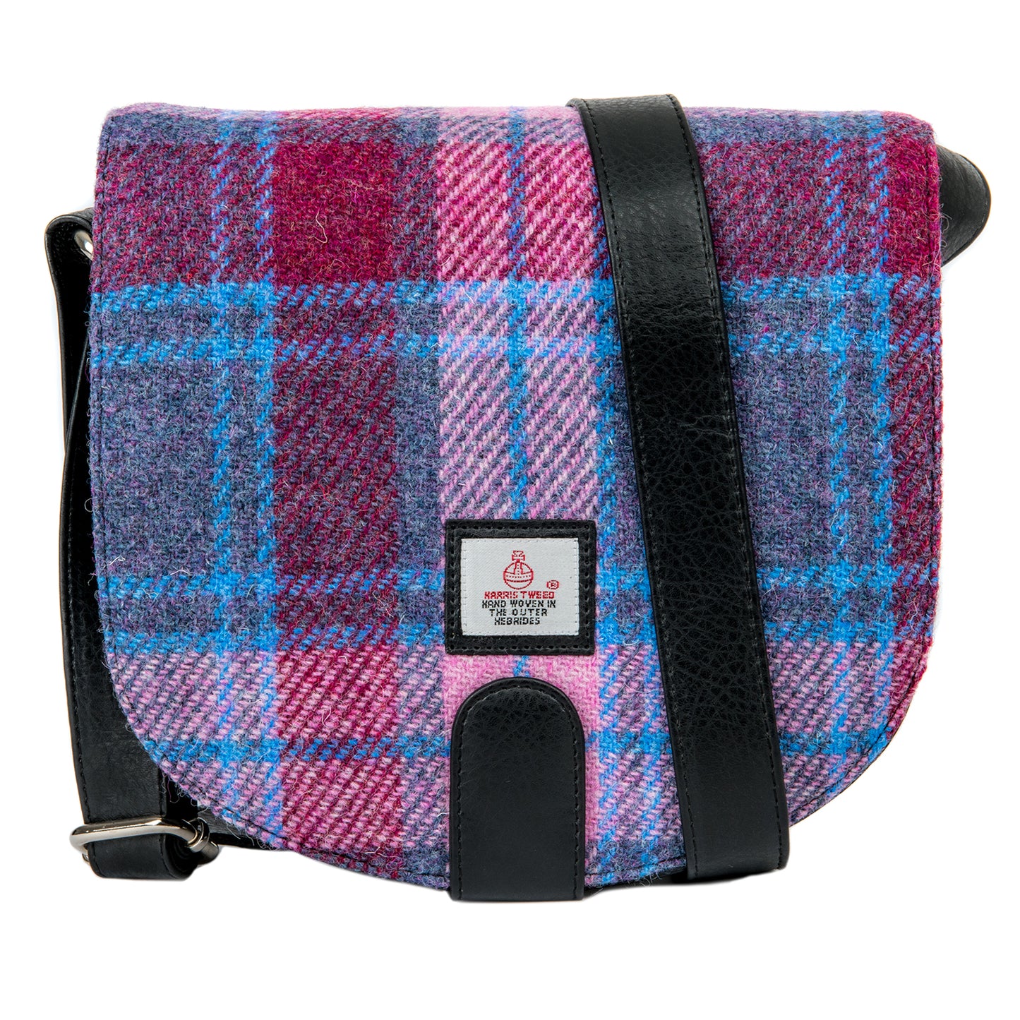 Pastel Pink Blue Tartan Cross Body Handbag