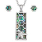 Paua Shell Honeycomb Necklace & Earrings Set