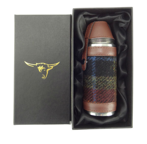 Rust Brown Tartan Hunting Flask