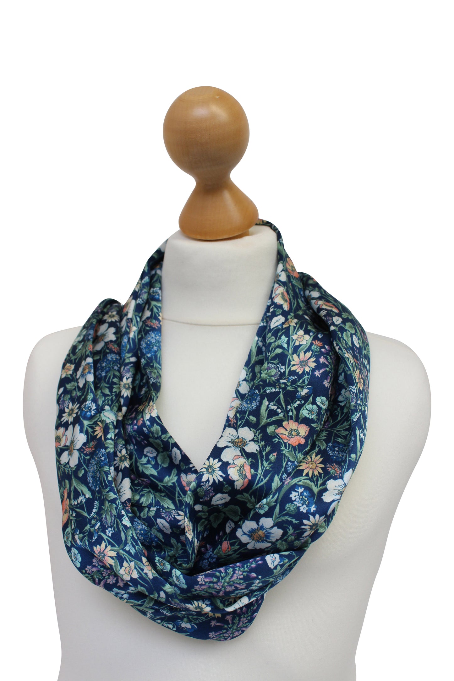 Navy Blue Silk Satin Scarf