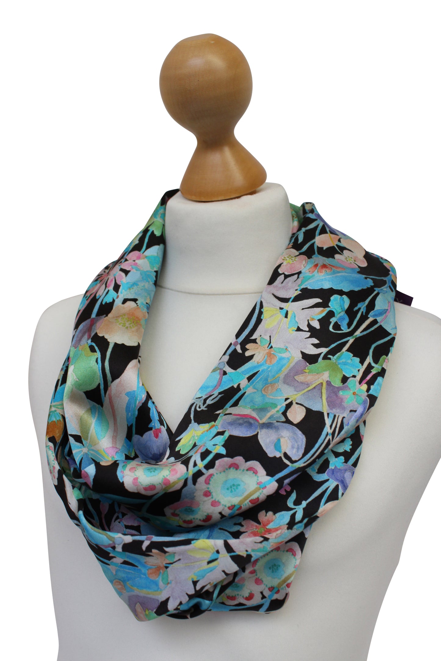 Black Pastel Silk Satin Scarf