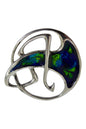 Green Blue Celtic Twist Enamelled Brooch