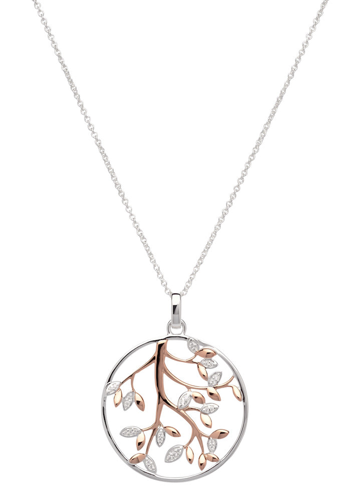 Sterling Silver & Rose Gold Tree Of Life Necklace