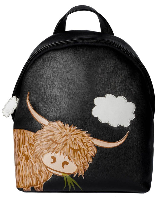 Black 'Bella' Highland Cow Backpack