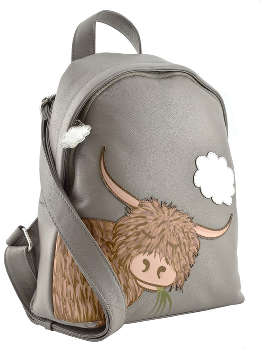 Grey 'Bella' Highland Cow Backpack