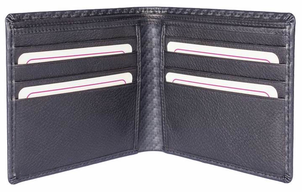 Kalmin Leather Carbon Fibre Effect Classic Wallet with RFID Protection ...