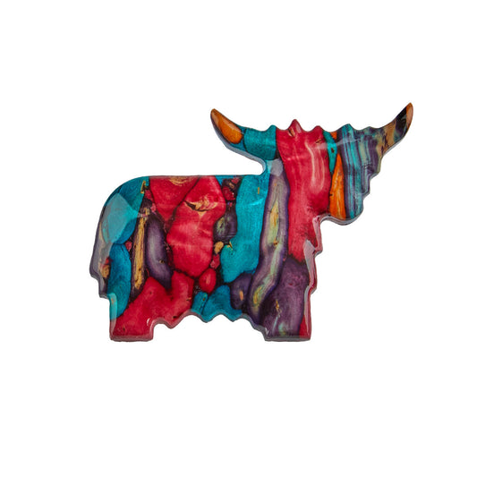 Heathergems Multi Colour Highland Cow Brooch