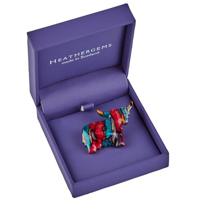 Heathergems Multi Colour Highland Cow Brooch