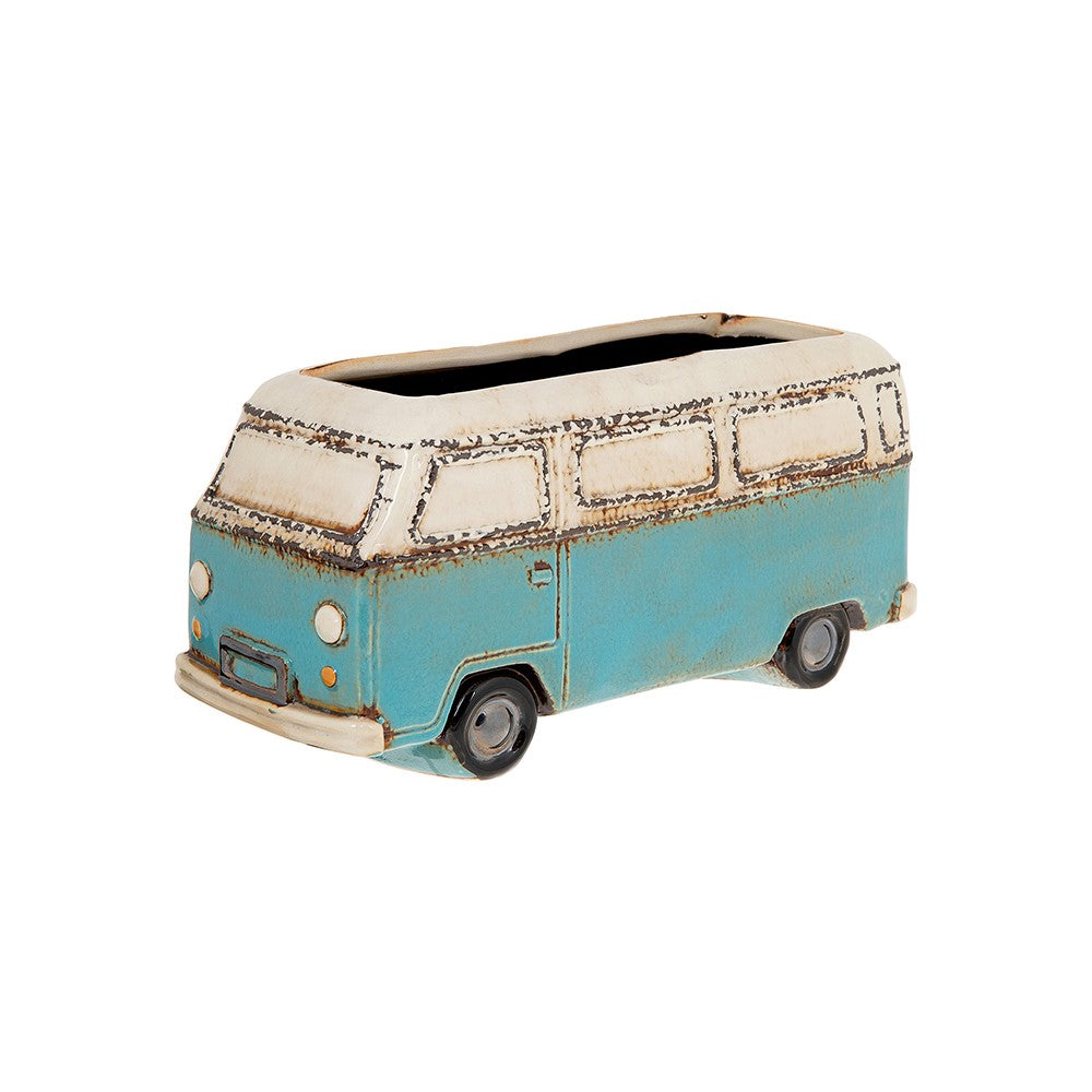 Blue Retro Campervan Planter