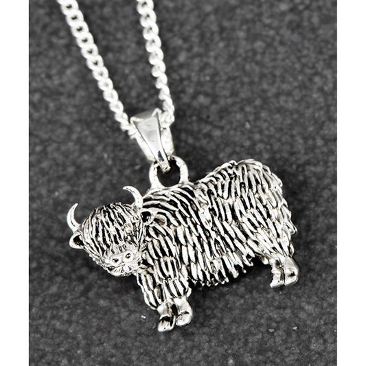Silver Plated Highland Cow Necklace