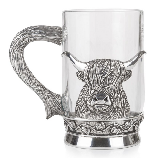 Highland Cow Glass Pint Tankard