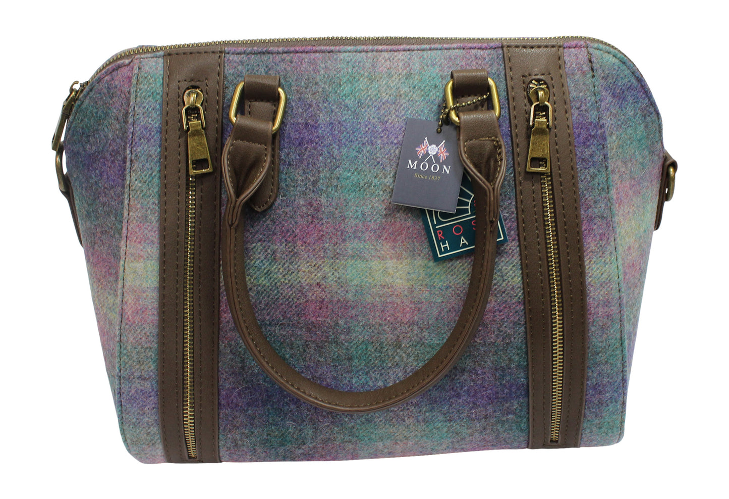 Moon Tweed Purple Green Grab Handbag