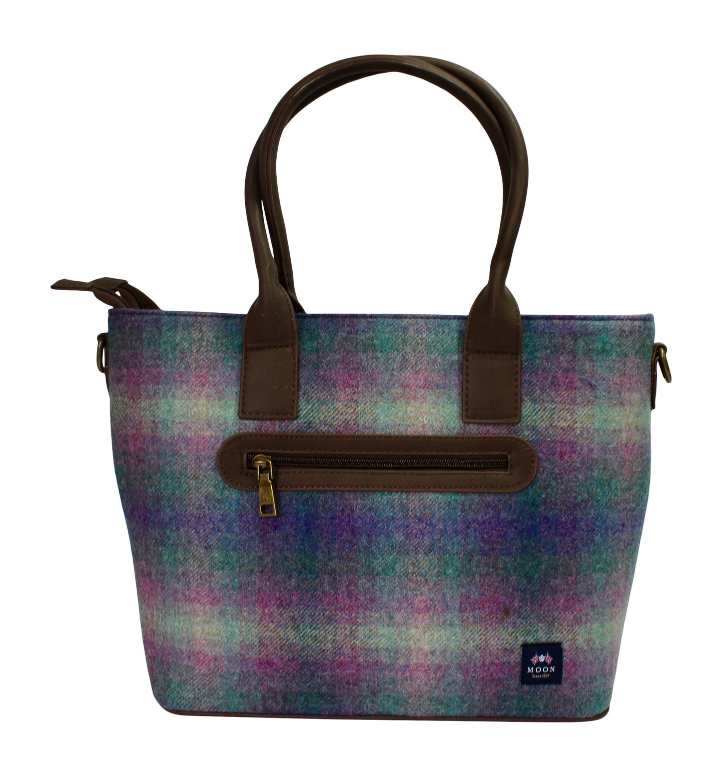 Moon Tweed Purple Green Large Tote Handbag