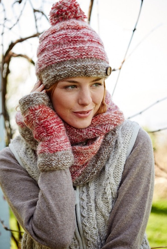Fair Trade Red Earth Natural Wool Bobble Hat