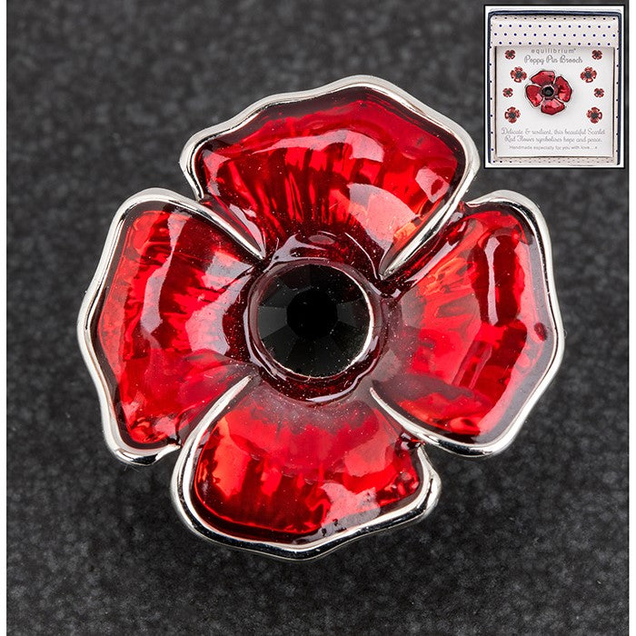 Equilibrium Red Enamel Poppy Brooch Pin