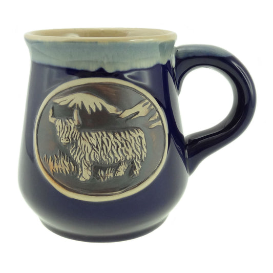 Blue Stoneware Highland Cow Mug