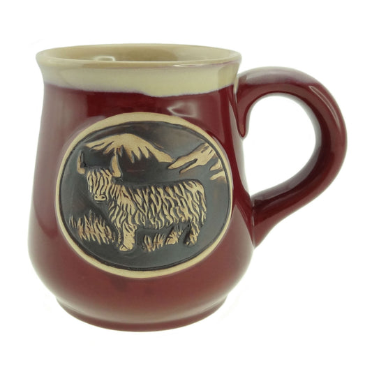Red Stoneware Highland Cow Mug