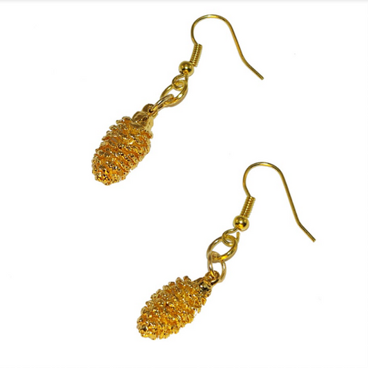 Alder Pine Cone Gold Earrings