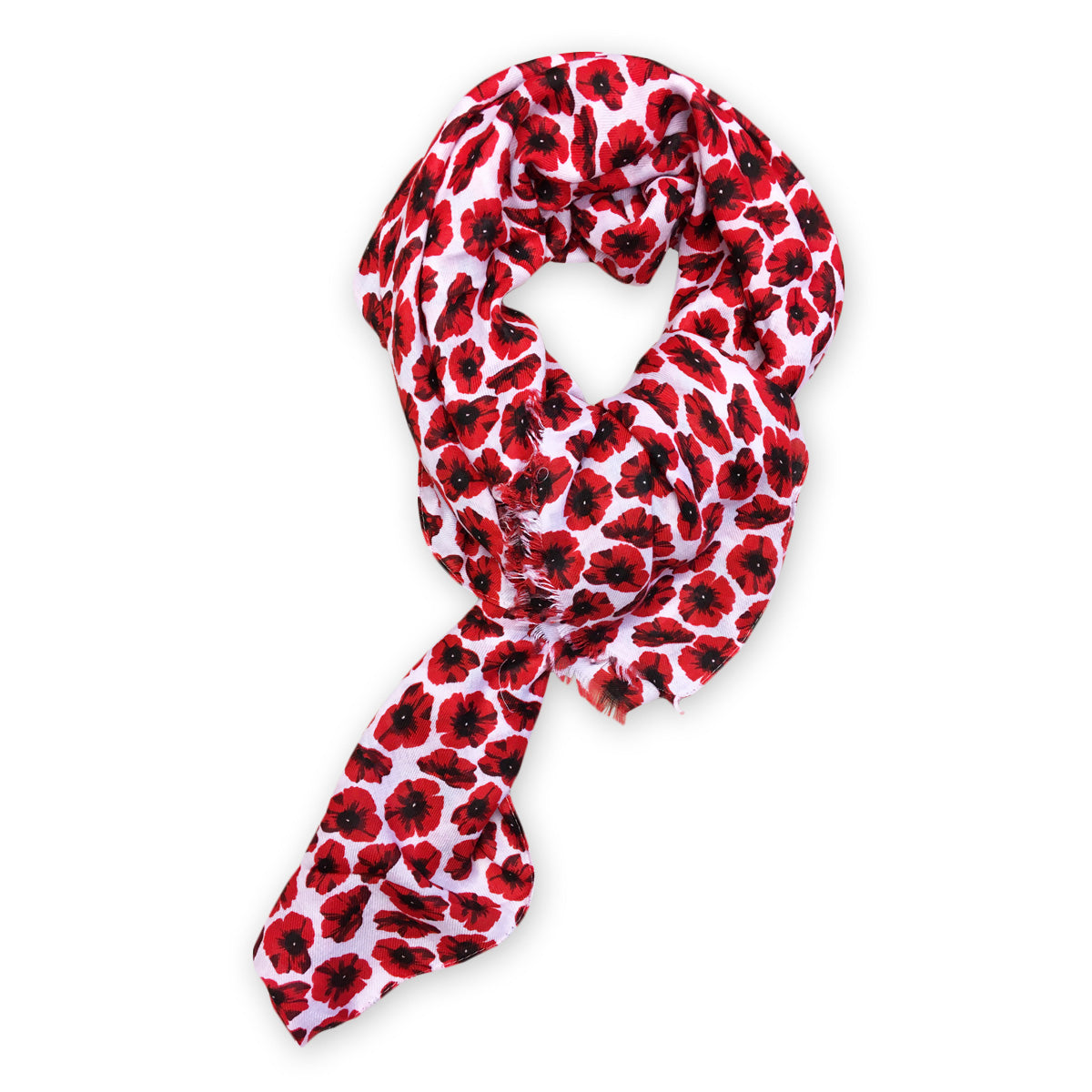 White Red Poppy Scarf