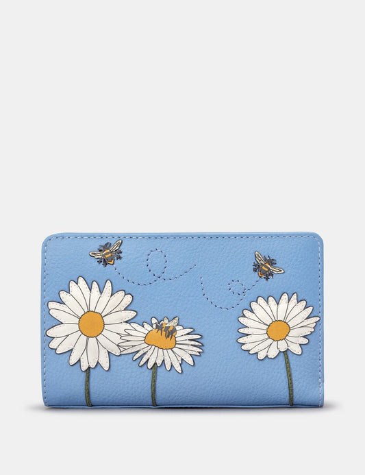 Blue Leather Buzzy Bumble Bee Purse