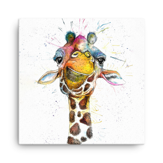 Splatter Rainbow Giraffe Mini Canvas