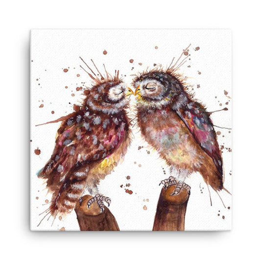 Splatter Loved Up Owls Mini Canvas