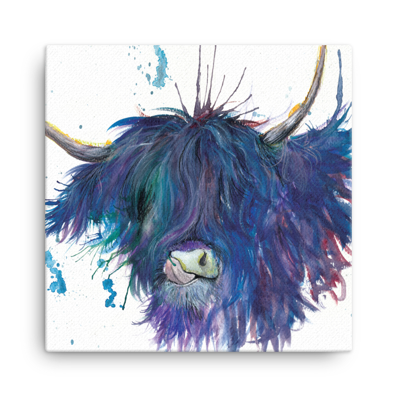 Splatter Highland Cow Mini Canvas